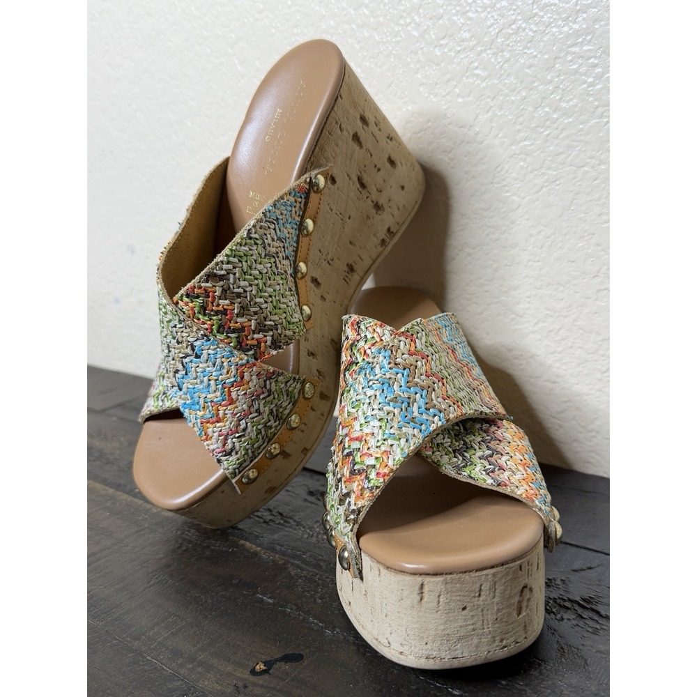 Anna Luisa Womens Capri Wedge Sandals Multicolor Woven Italy Size 10M